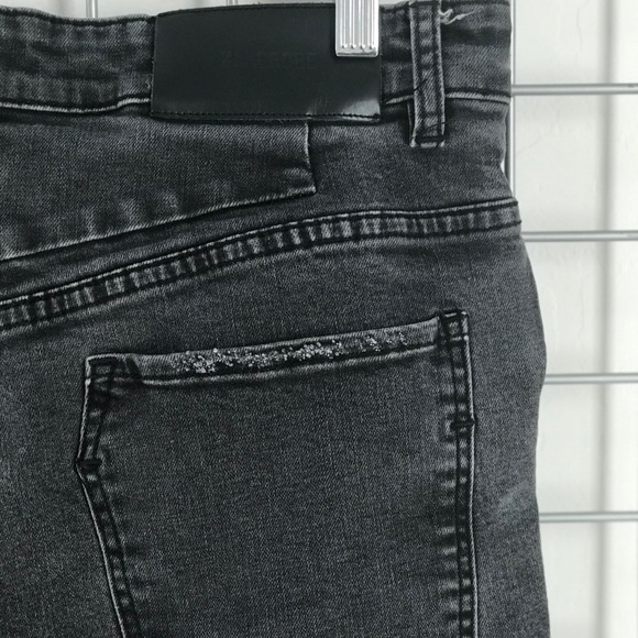 Men’s Charcoal Distressed Rips Holes Skinny Jeans - Picture 8 of 8